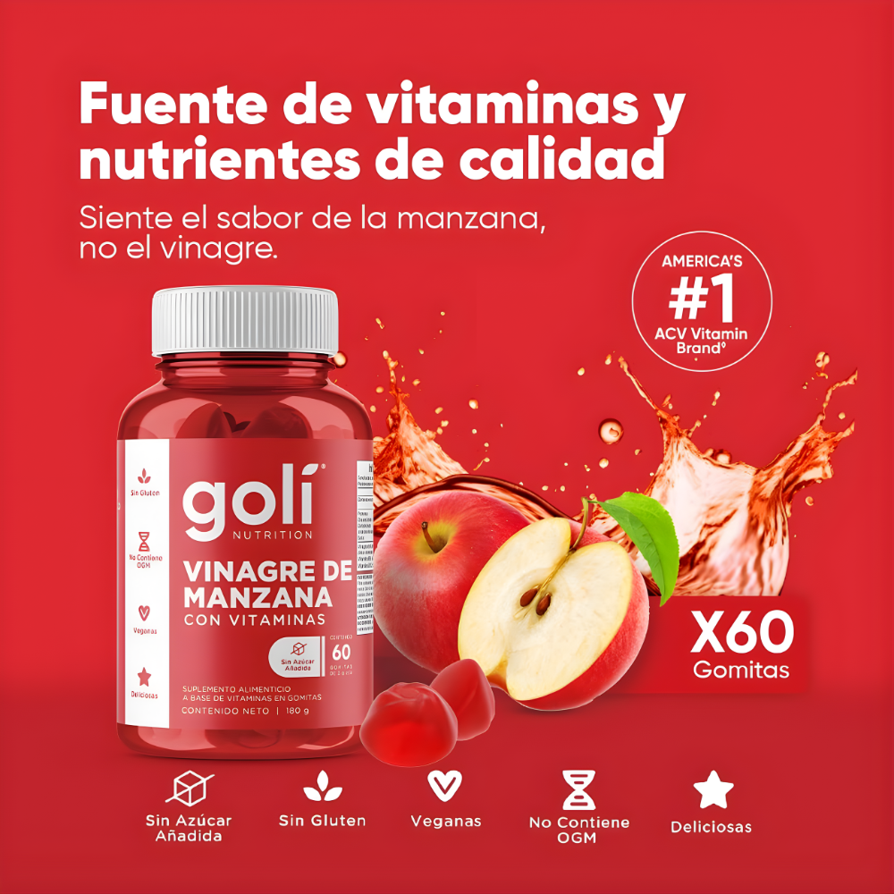 Goli Vinagre de Manzana en Gomitas | Suplemento Alimenticio | 60 Gummies