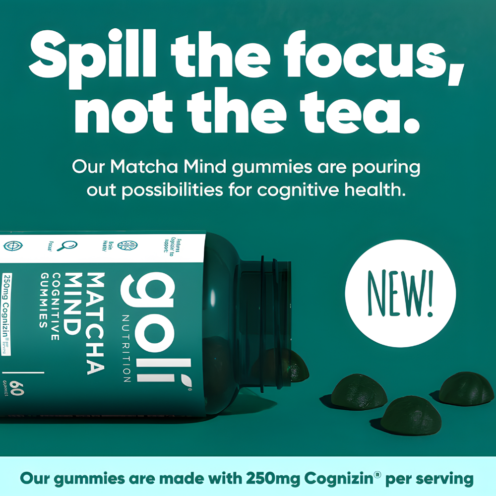 Goli Verde Matcha Mind | Gomitas para Enfoque y Concentración | 60 Gummies