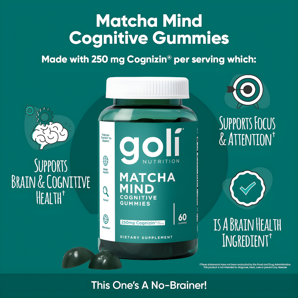 Goli Verde Matcha Mind | Gomitas para Enfoque y Concentración | 60 Gummies