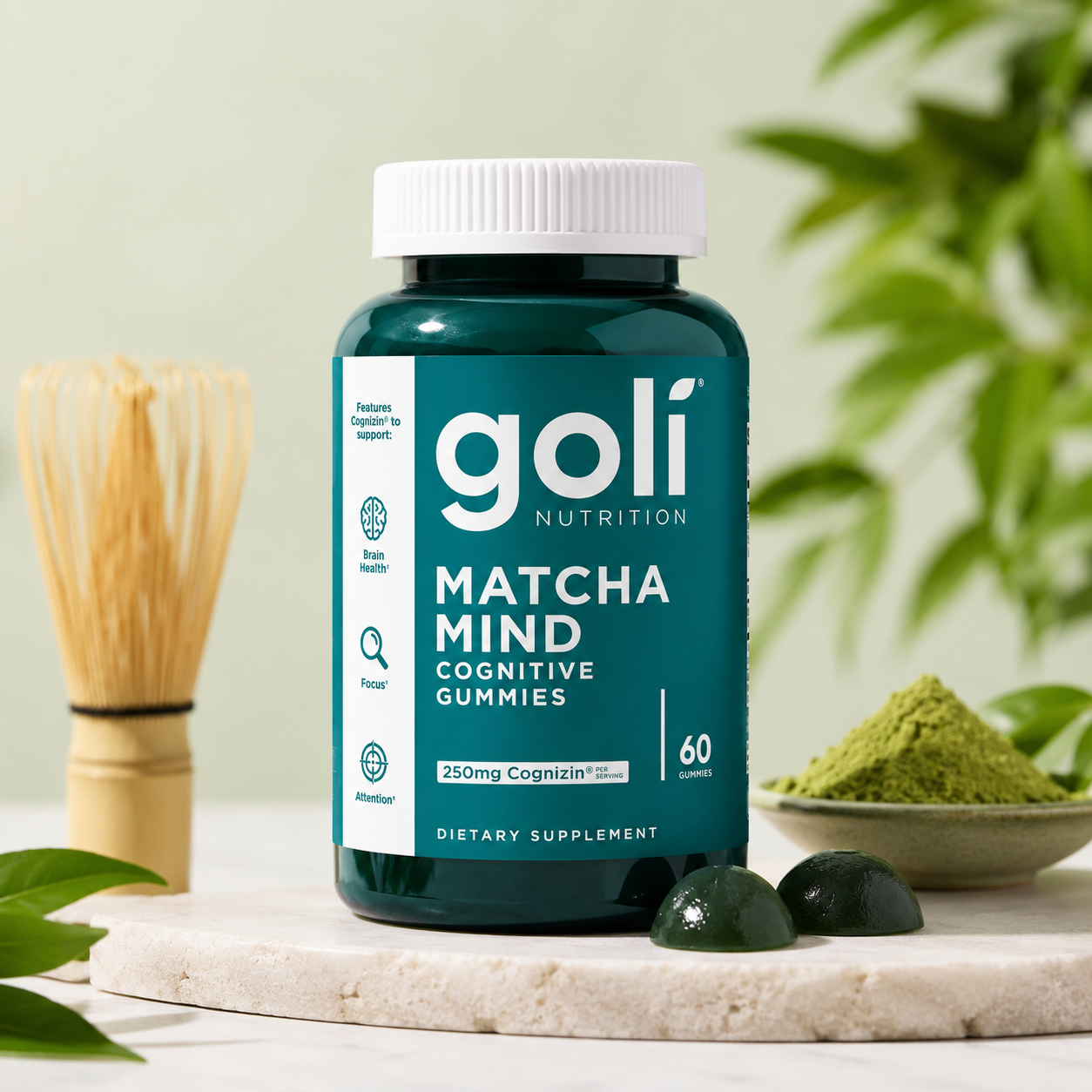 Goli Verde Matcha Mind | Gomitas para Enfoque y Concentración | 60 Gummies